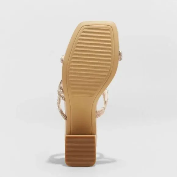 A New Day - A New Day Women's Chunky Block Heel Slip On Sandal Beige size 10 NEW - Picture 4 of 4